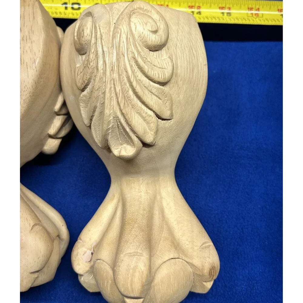 Furniture Legs Set of 4 Solid Wood Hand Carved Wing Nut Fixed Sofa Table Legs